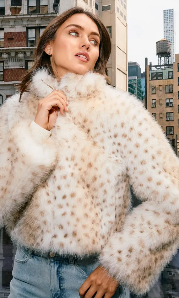 Generation Love Clothing Outerwear Georgina Leopard Faux Fur Jacket Snow Leopard 8211 Women