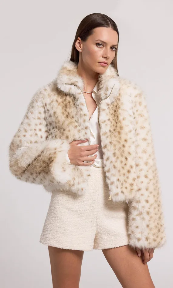 Generation Love Clothing Outerwear Georgina Leopard Faux Fur Jacket Snow Leopard 8211 Women