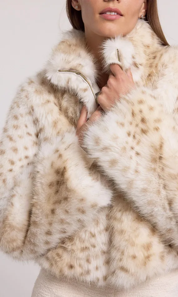 Generation Love Clothing Outerwear Georgina Leopard Faux Fur Jacket Snow Leopard 8211 Women