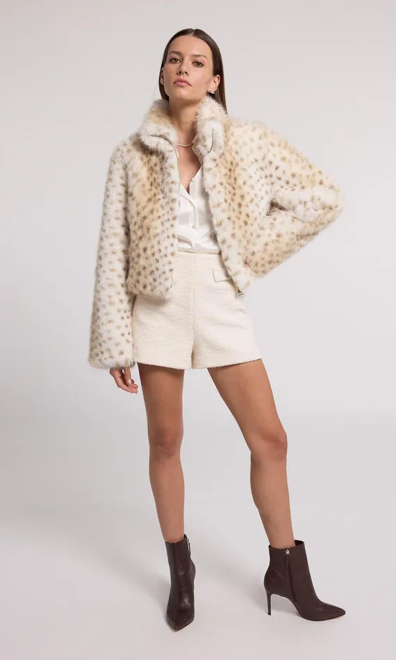 Generation Love Clothing Outerwear Georgina Leopard Faux Fur Jacket Snow Leopard 8211 Women
