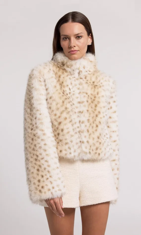 Generation Love Clothing Outerwear Georgina Leopard Faux Fur Jacket Snow Leopard 8211 Women