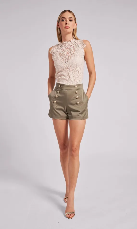 Generation Love Clothing Shorts Emma Gabardine Shorts Olive 8211 Women