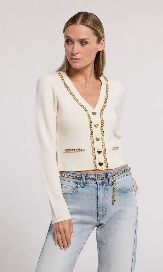 Generation Love Clothing Sweaters and Sweatshirts Amor Chain Cardigan Cream 8211 Women