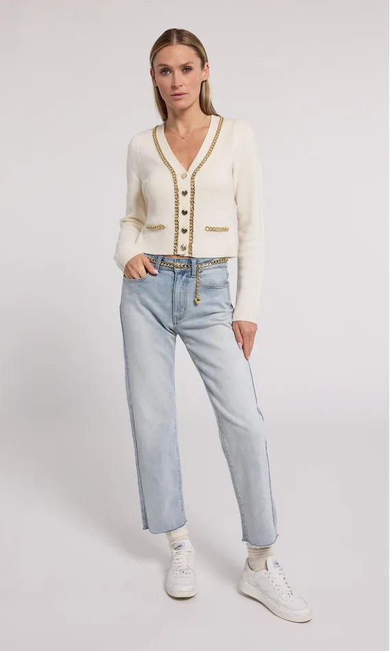 Generation Love Clothing Sweaters and Sweatshirts Amor Chain Cardigan Cream 8211 Women
