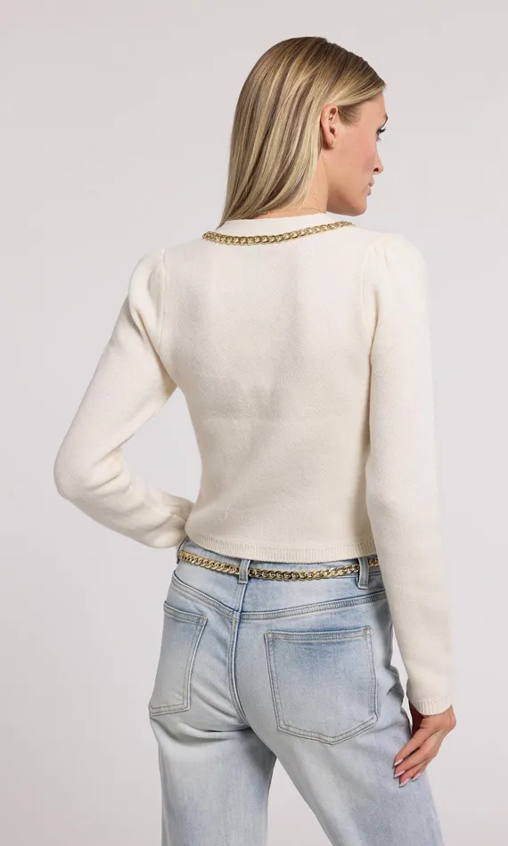 Generation Love Clothing Sweaters and Sweatshirts Amor Chain Cardigan Cream 8211 Women