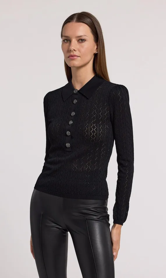 Generation Love Clothing Sweaters and Sweatshirts Angelica Pointelle Sweater Black 8211 Women