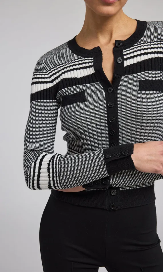 Generation Love Clothing Sweaters and Sweatshirts Beatrix Ribbed Cardigan Whiteblack 8211 Women
