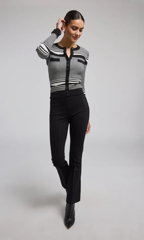 Generation Love Clothing Sweaters and Sweatshirts Beatrix Ribbed Cardigan Whiteblack 8211 Women