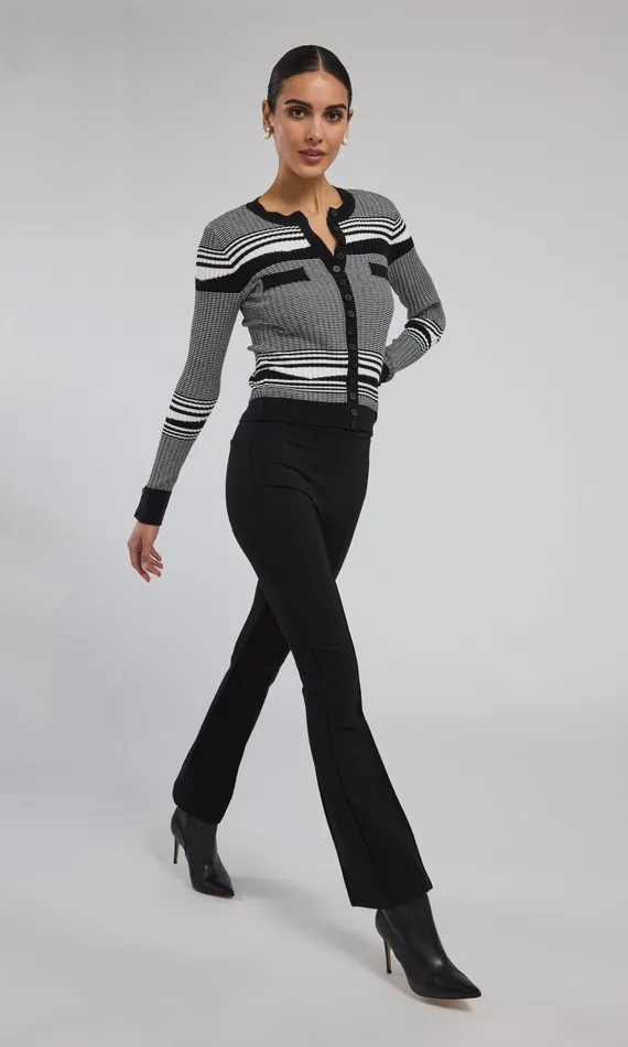 Generation Love Clothing Sweaters and Sweatshirts Beatrix Ribbed Cardigan Whiteblack 8211 Women
