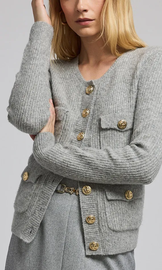 Generation Love Clothing Sweaters and Sweatshirts Ellison Rib Cardigan Heather Grey 8211 Women