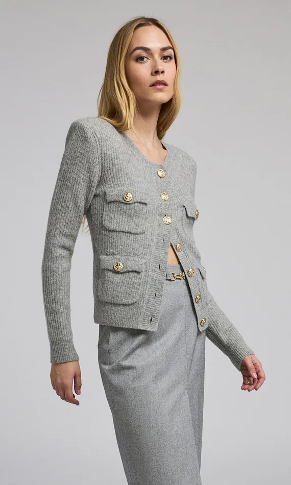 Generation Love Clothing Sweaters and Sweatshirts Ellison Rib Cardigan Heather Grey 8211 Women
