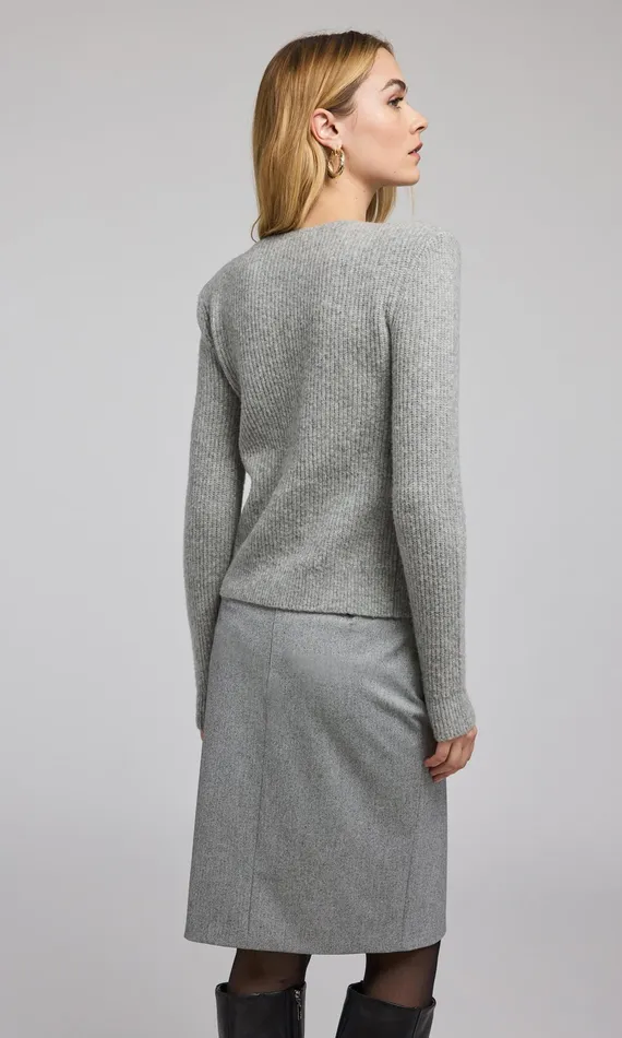 Generation Love Clothing Sweaters and Sweatshirts Ellison Rib Cardigan Heather Grey 8211 Women