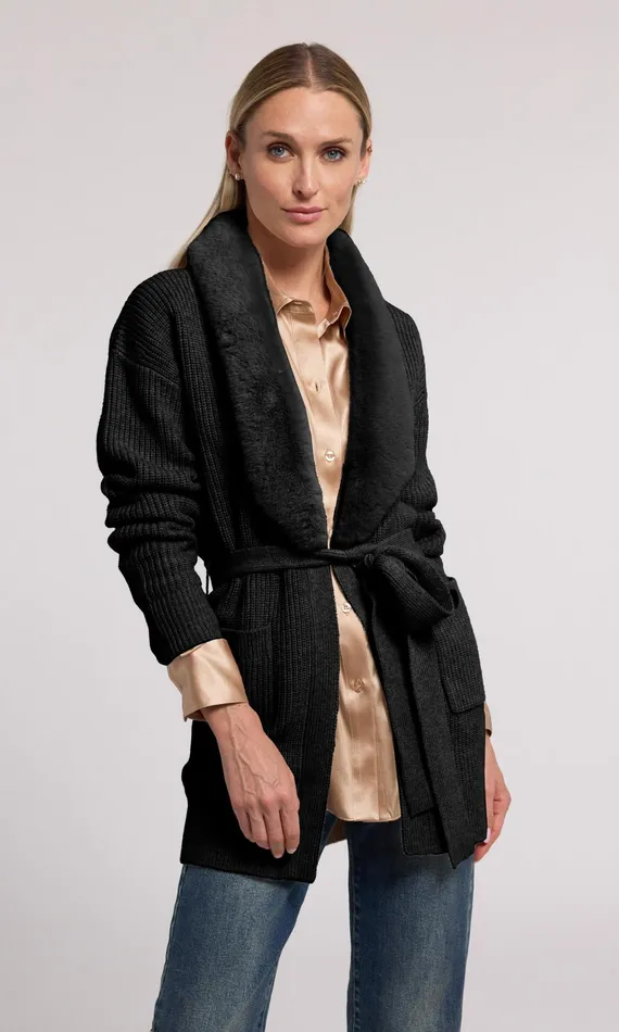 Generation Love Clothing Sweaters and Sweatshirts Patty Fur Combo Cardigan Black 8211 Women Generation Love Clothing Sweaters and Sweatshirts Patty Fur Combo Cardigan Black 8211 Women