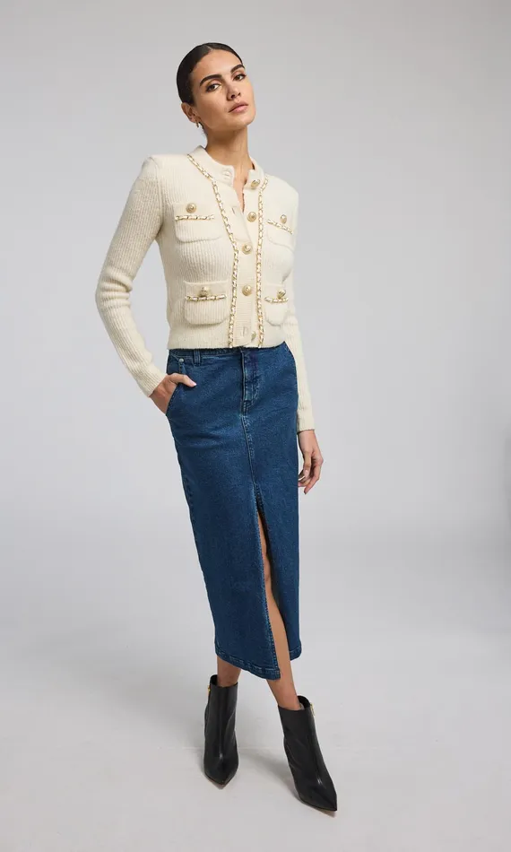 Generation Love Clothing Sweaters and Sweatshirts Selma Chain Cardigan Ivory 8211 Women
