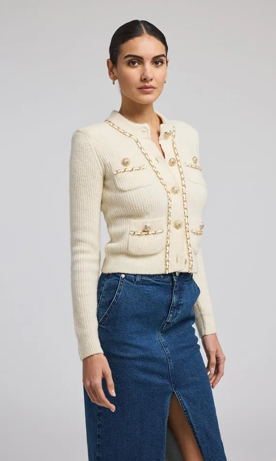 Generation Love Clothing Sweaters and Sweatshirts Selma Chain Cardigan Ivory 8211 Women