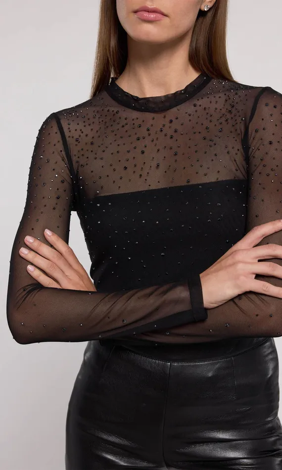 Generation Love Clothing Tops Brody Crystal Bodysuit Blackblack 8211 Women