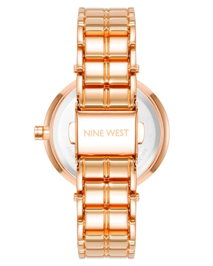 Genuine Crystal Accented Bracelet Watch Rose Gold Women Nine West Straps Genuine Crystal Accented Bracelet Watch Rose Gold Women Nine West Straps