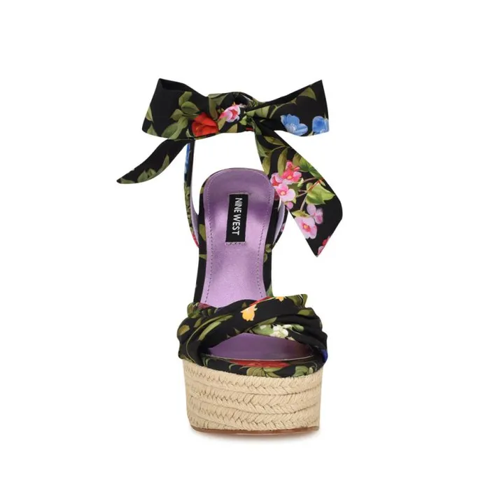 Gertha Platform Espadrille Sandals Black Floral Women Nine West Sandals Gertha Platform Espadrille Sandals Black Floral Women Nine West Sandals