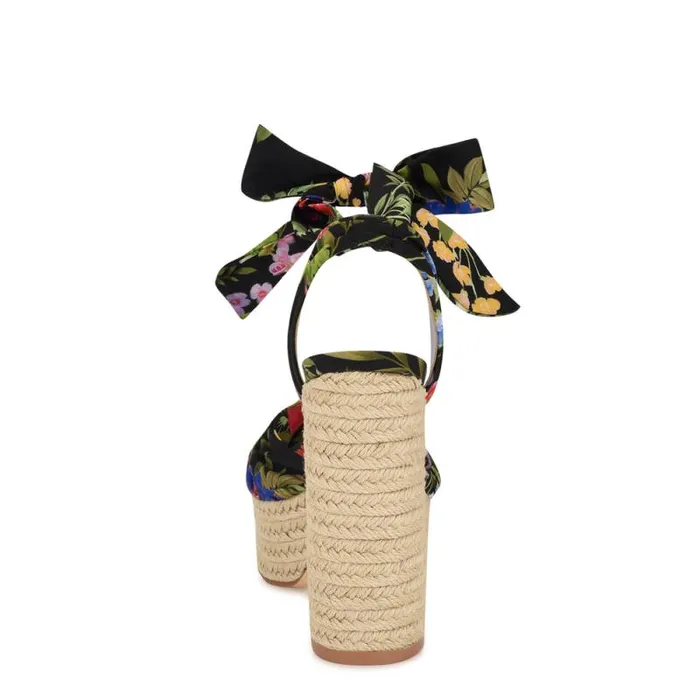 Gertha Platform Espadrille Sandals Black Floral Women Nine West Sandals Gertha Platform Espadrille Sandals Black Floral Women Nine West Sandals