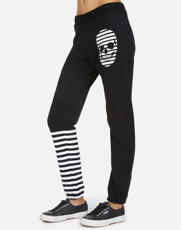 Gia Stripe Skull Black Women Lauren Moshi Long Sweatpants