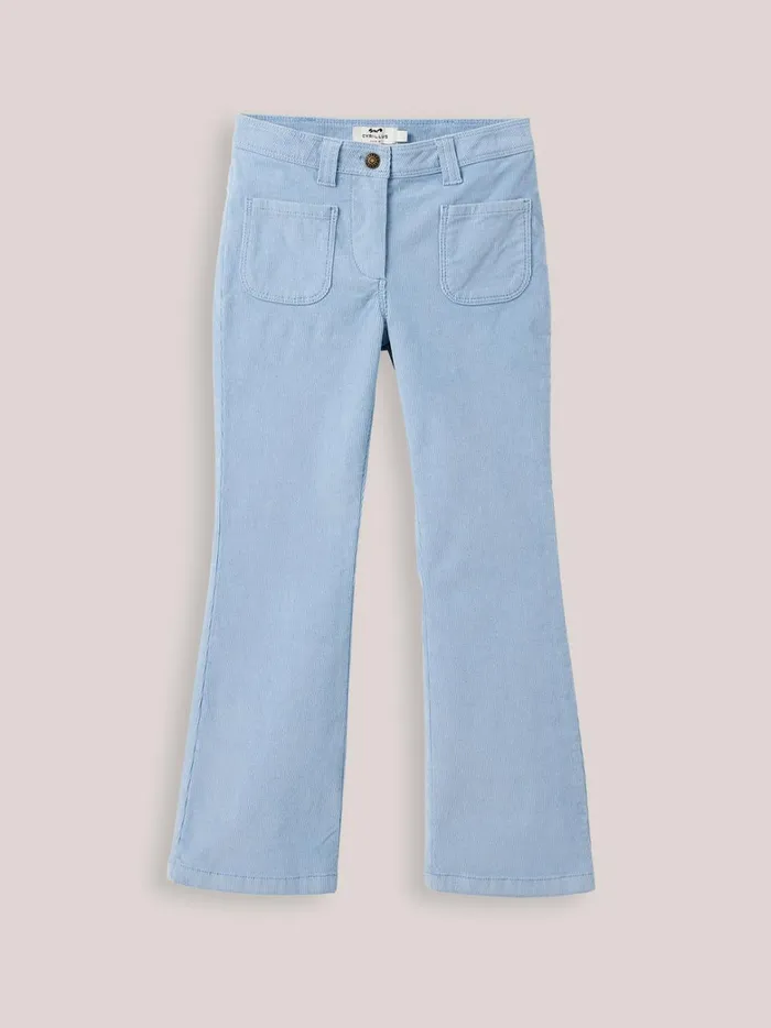 Girls Clothing Cyrillus Flared Corduroy Trousers Bleu Clair