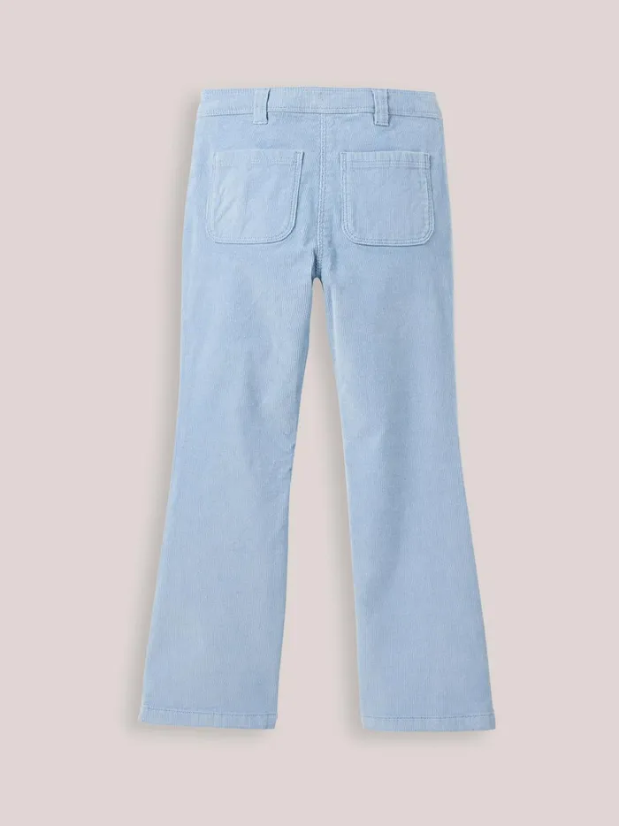 Girls Clothing Cyrillus Flared Corduroy Trousers Bleu Clair
