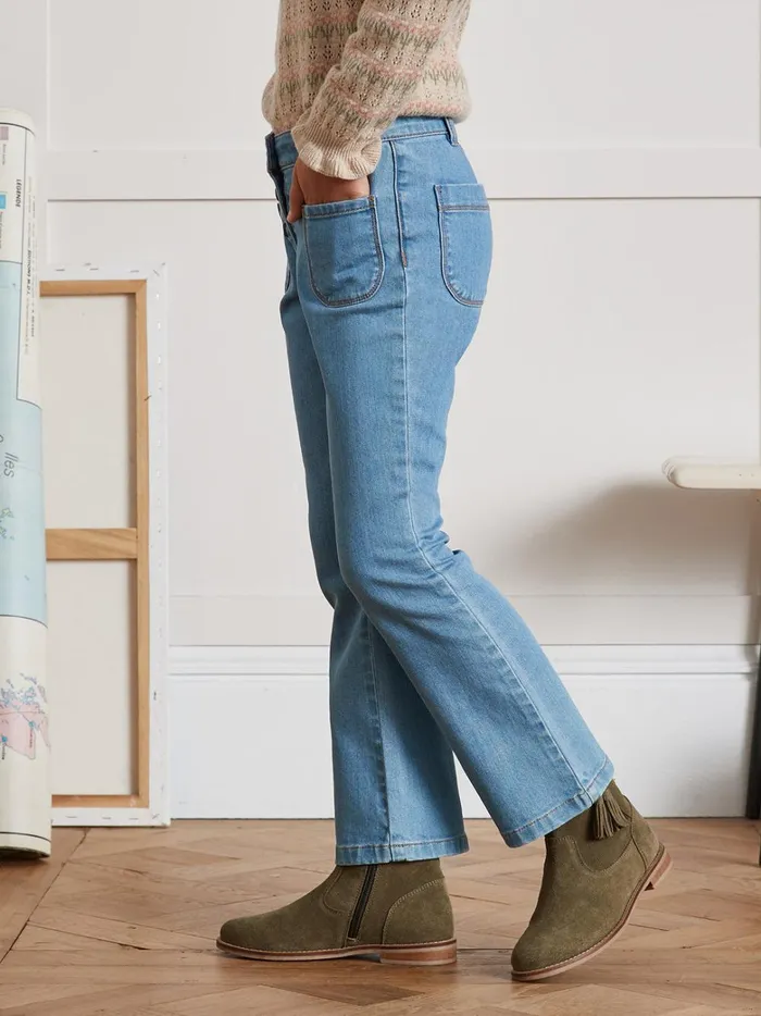 Girls Clothing Cyrillus Flared Denim Trousers Denim Stone
