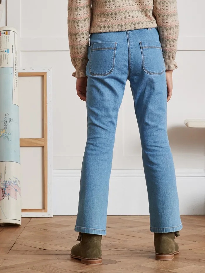 Girls Clothing Cyrillus Flared Denim Trousers Denim Stone