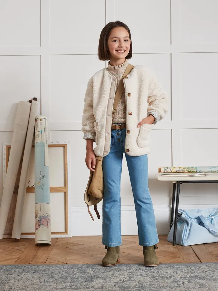 Girls Clothing Cyrillus Flared Denim Trousers Denim Stone