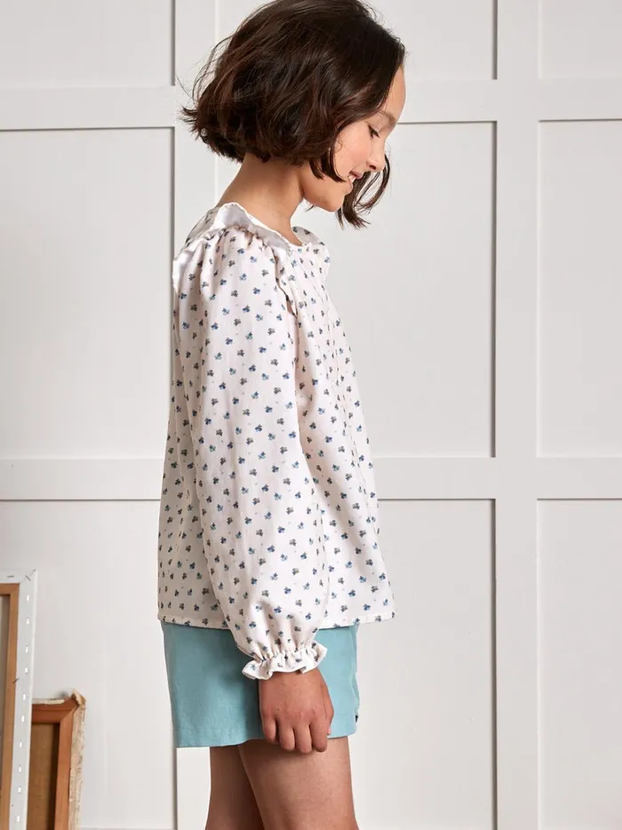 Girls Clothing Cyrillus Loose EmilyPrint Corduroy Shirt Imp Emily