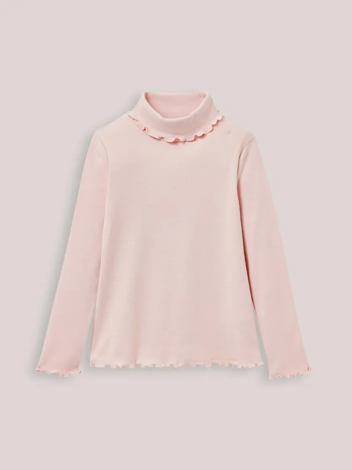 Girls Clothing Cyrillus Organic Cotton Rollneck Top Rose