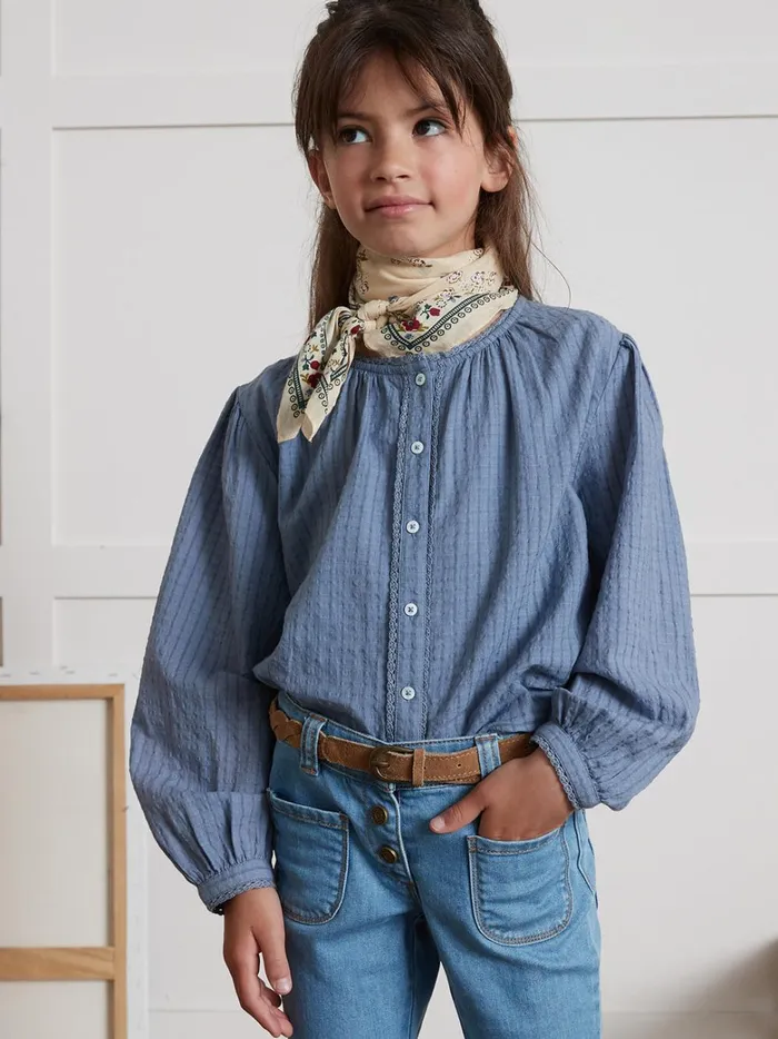 Girls Clothing Cyrillus Seersucker Shirt Orage