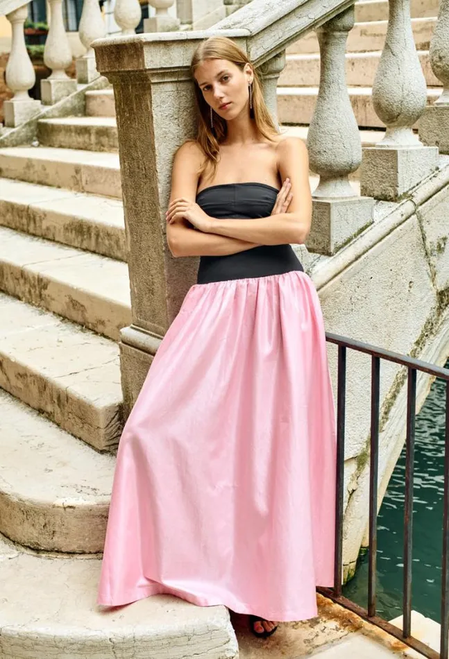 Giselle Pink Taffeta Maxi Dress Women Ciao Lucia Evening Dresses