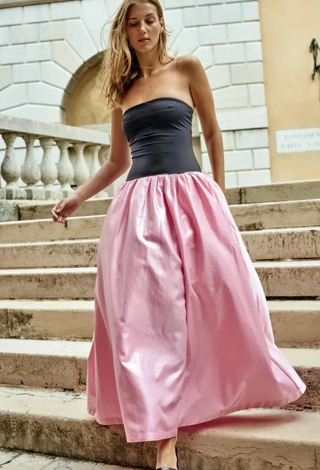 Giselle Pink Taffeta Maxi Dress Women Ciao Lucia Evening Dresses