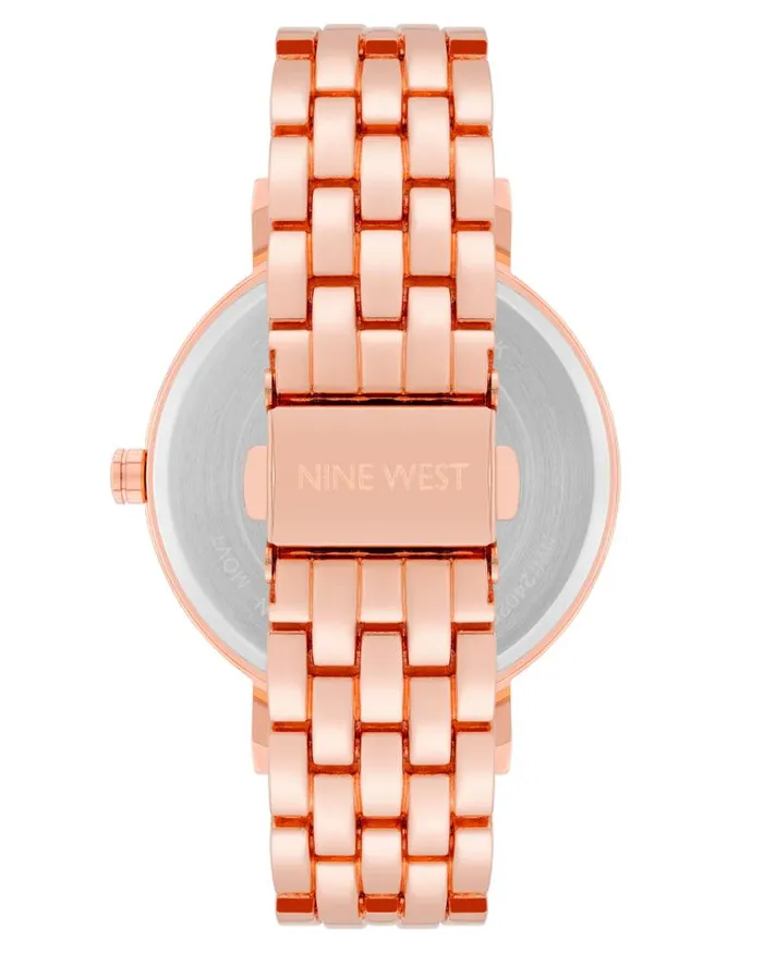 Glitter Accented Dial Watch Rose Gold Women Nine West Straps Glitter Accented Dial Watch Rose Gold Women Nine West Straps