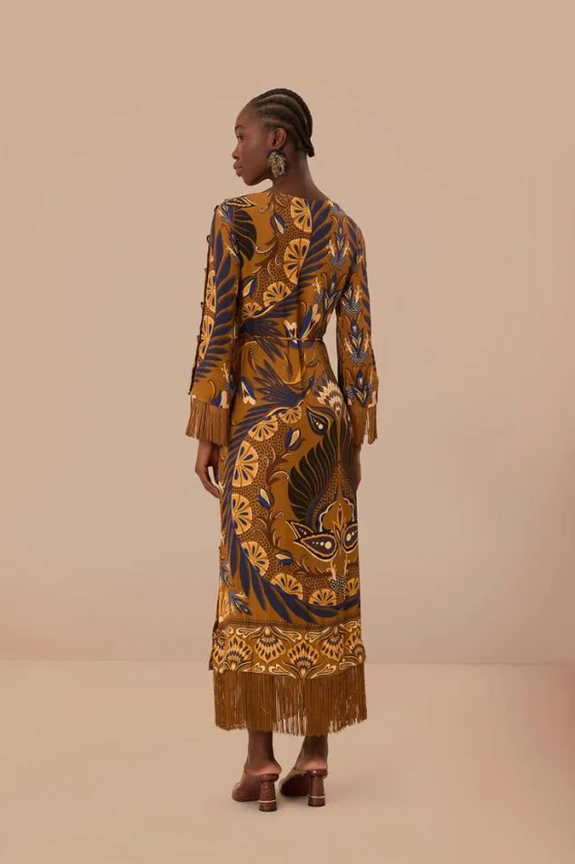 Gold Heart Forest Lenzing Ecovero Viscose Maxi Dress Women FARM Rio Maxi Dresses