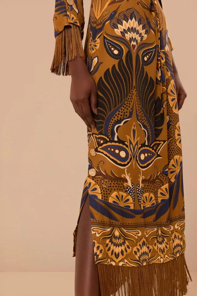 Gold Heart Forest Lenzing Ecovero Viscose Maxi Dress Women FARM Rio Maxi Dresses