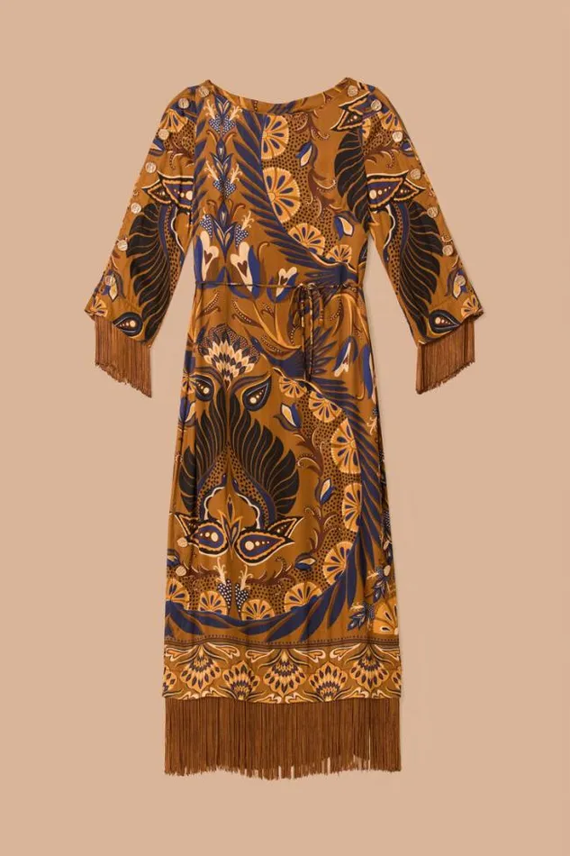 Gold Heart Forest Lenzing Ecovero Viscose Maxi Dress Women FARM Rio Maxi Dresses