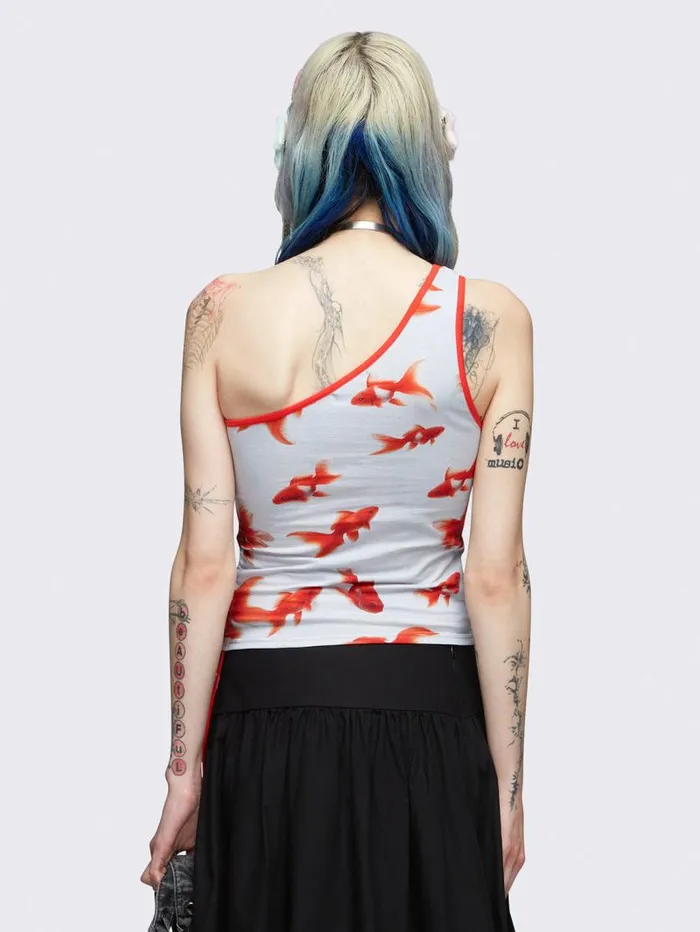 Gone Fishing One Shoulder Top Women Minga London Tops and TShirts