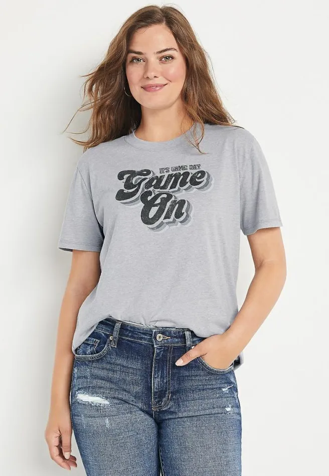Gray Game Day Oversized Graphic Tee Women Maurices Tops