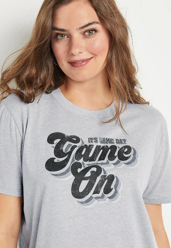 Gray Game Day Oversized Graphic Tee Women Maurices Tops