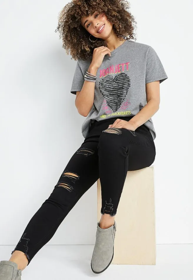 Gray Joan Jett Oversized Graphic Tee Women Maurices Tops