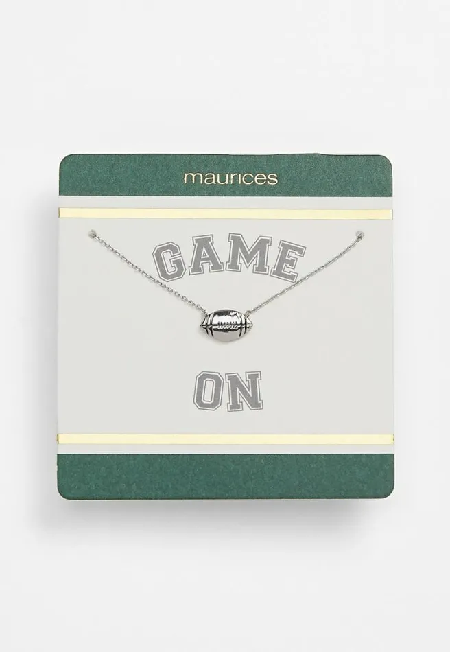 Green And Gold Carded Football Necklace Women Maurices Jewelry