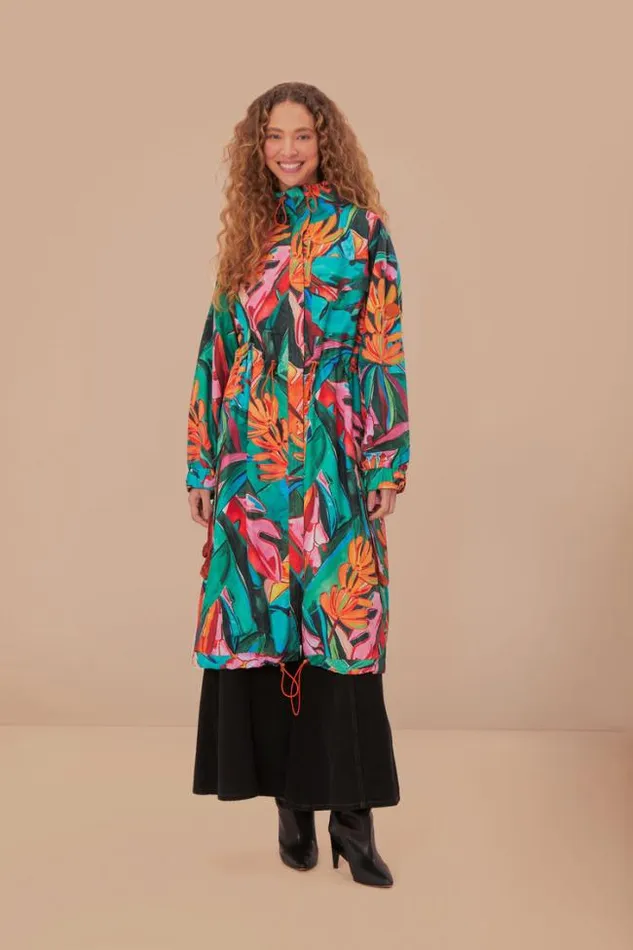 Green Banana Foliage Maxi Raincoat Women FARM Rio Coats