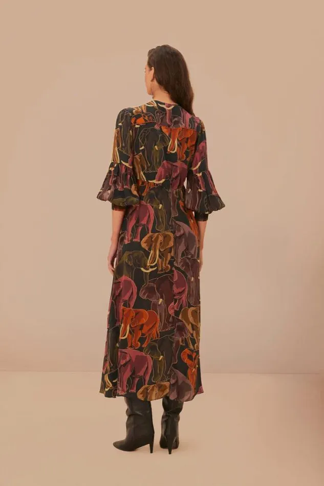 Green Elephants Maxi Dress Women FARM Rio Maxi Dresses