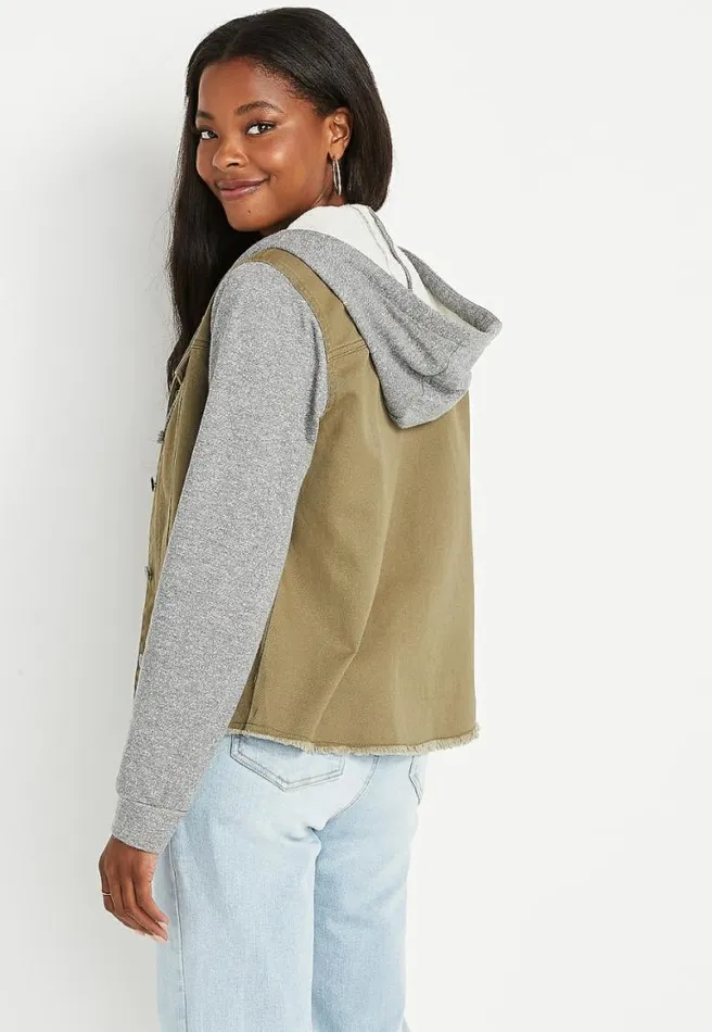 Green Knit Sleeve Hooded Jacket Women Maurices Tops