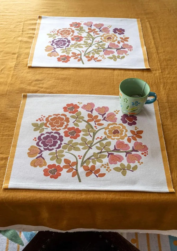 Gudrun Sjdn Wild Rose Place Mat In Organic Cotton Women Tablecloths