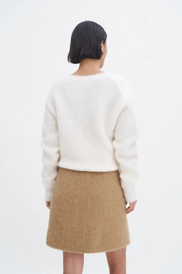Hairy Wool Blend Mini Skirt Dark Beige Skirts filippak Women