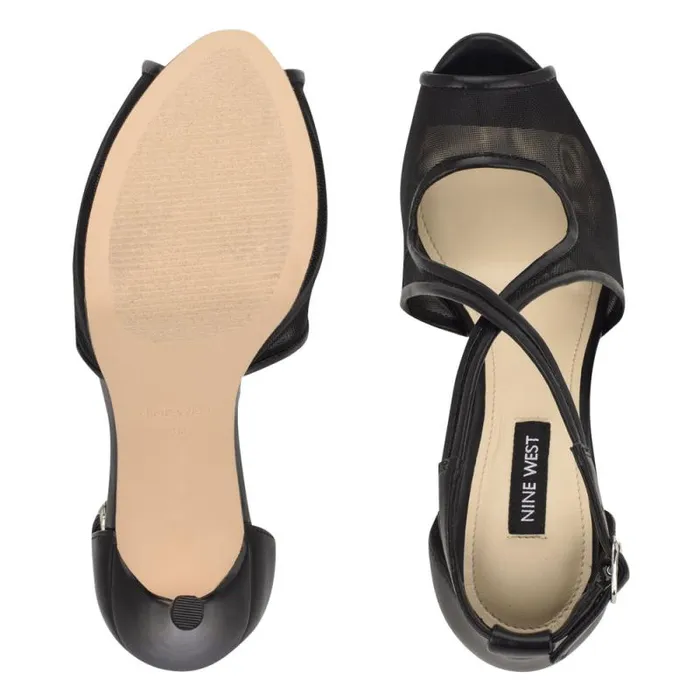 Hanya Peep Toe Platform Pumps Black Mesh Women Nine West Heels Hanya Peep Toe Platform Pumps Black Mesh Women Nine West Heels