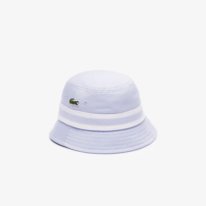 Hats Women Lacoste Women039s Cotton Gabardine Contrast Stripe Bucket Hat Phoenix Blue J2g